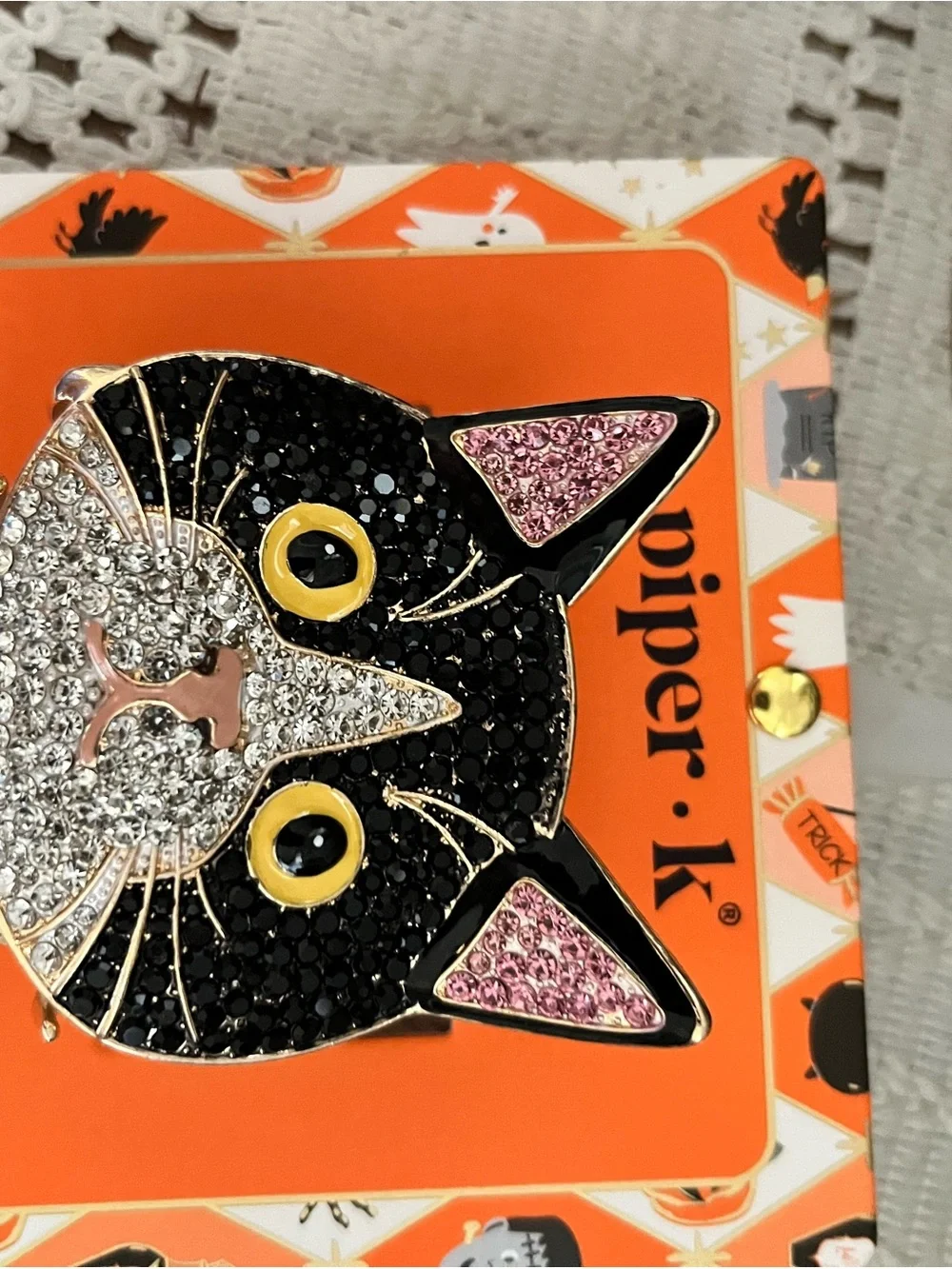 Unique Tuxedo Cat Rhinestone Hair Claw Clip Trick or Treat Piper K Halloween